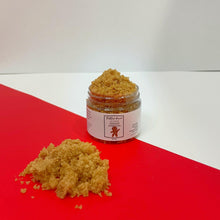 Load image into Gallery viewer, Gingerbread brown sugar lip scrub without the lid to show texture of lip scrub!
